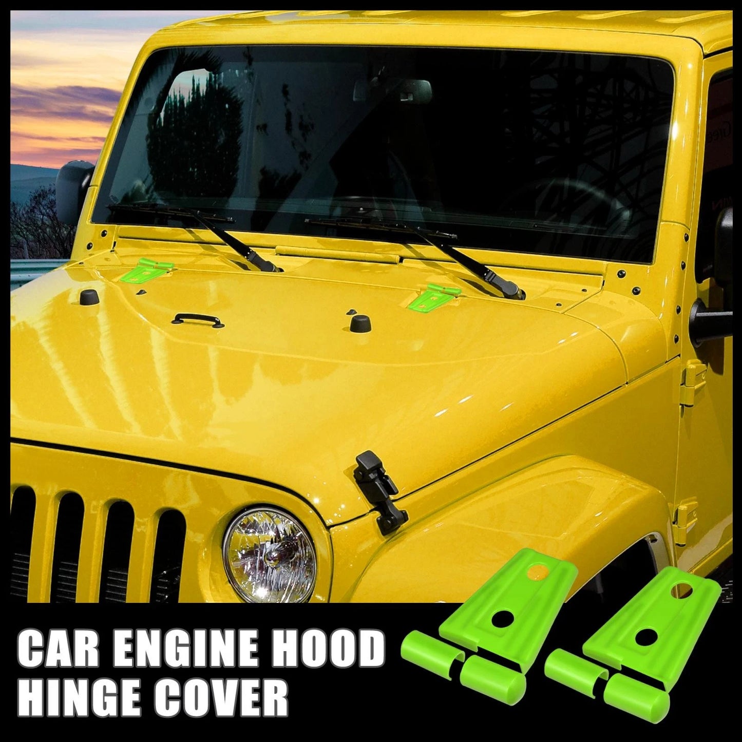 Engine Hood Hinge Covers for Jeep Wrangler 2007-2018 Green