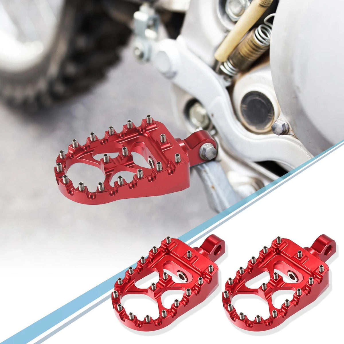 1 x Pair Foot Peg 360° Rotating Aluminum Alloy Red for Motorcycle