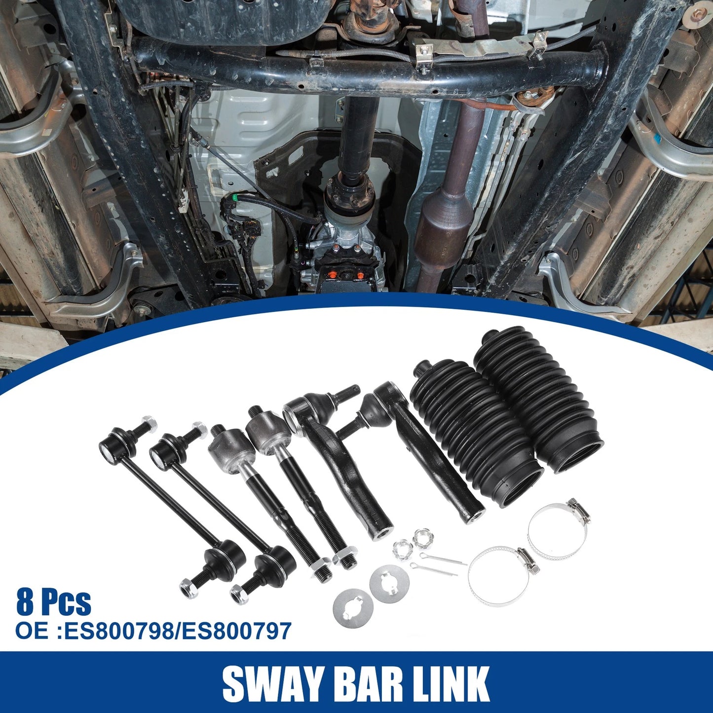 8 x Front Inner Outer Tie Rods & Sway Bar Links for Ford
