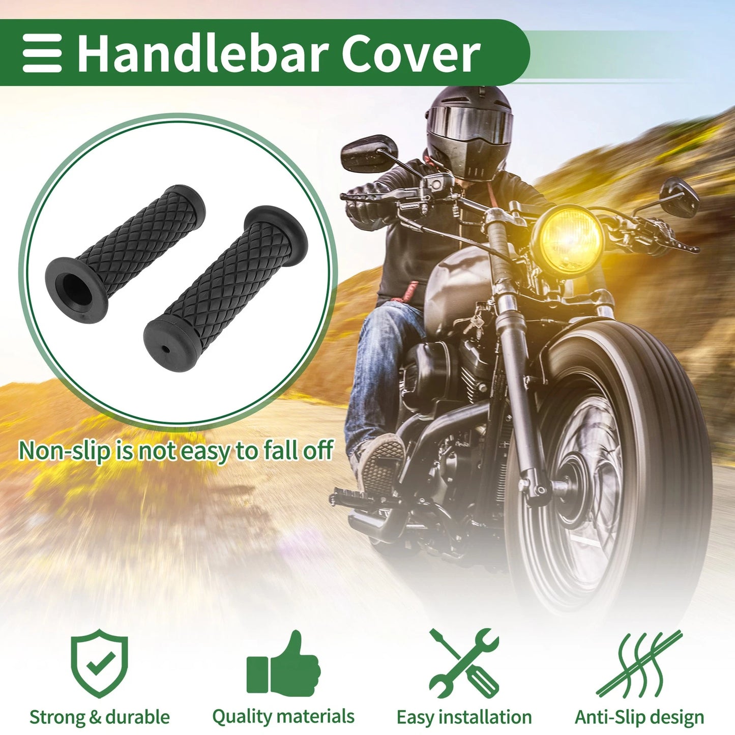 7/8" 22mm Motorcycle Hand Grips Cover Handlebar Hand Grips Black