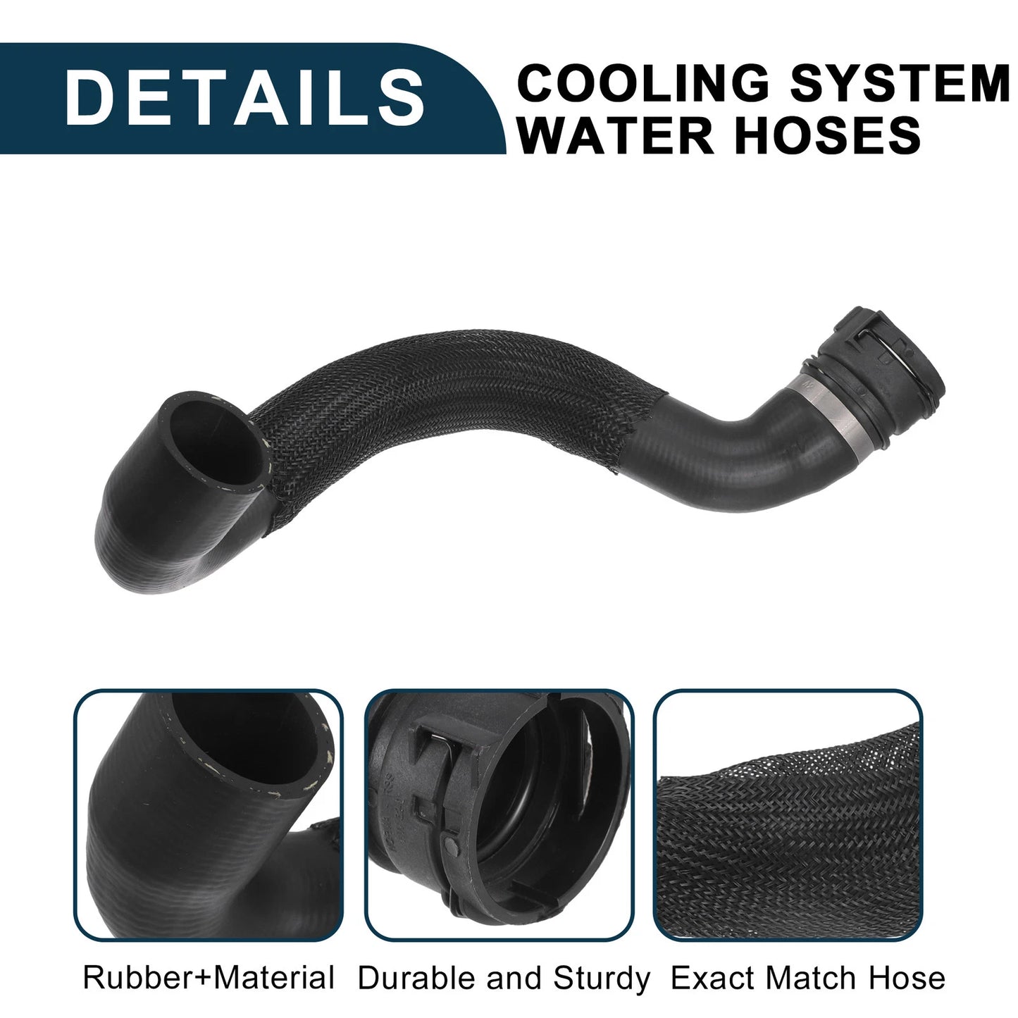 Radiator Hose for BMW 535i (2008-2010) - Engine Coolant Water Hose Black 1 Pc