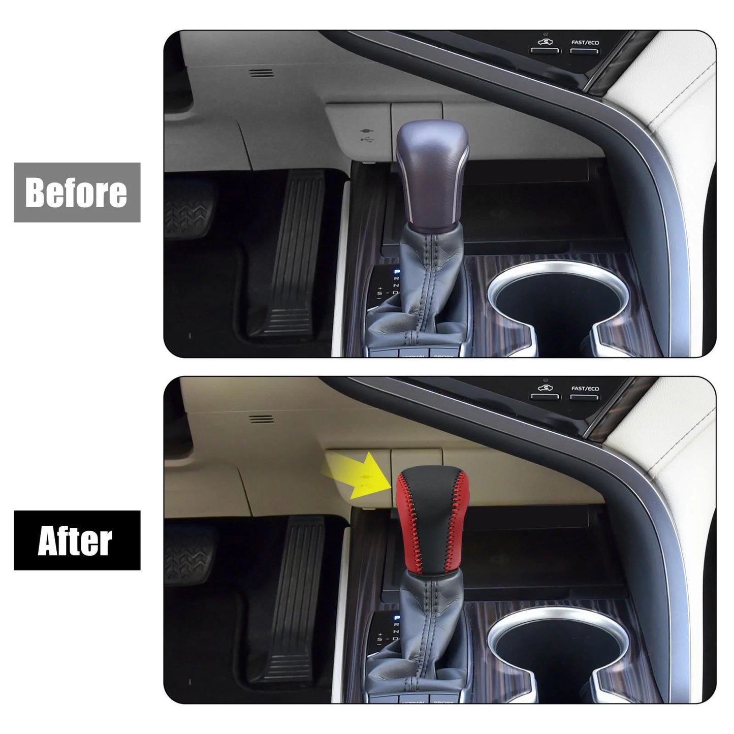 Gear Shift Knob Cover for Toyota Camry Avalon Corolla 2017-2021 Red Black