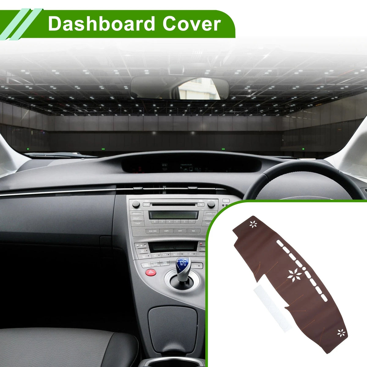 Dashboard Cover Mat for Toyota Prius C (2012-2019) - Brown Dash Cover