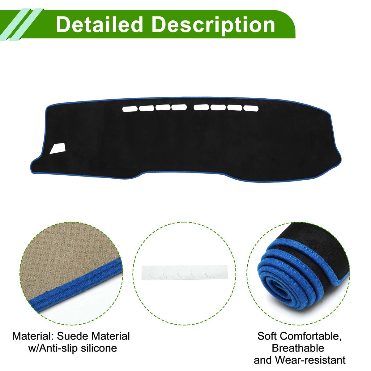 Dashboard Dash Cover Mat for Toyota Hilux Gun125 Black Blue (2017-2020)