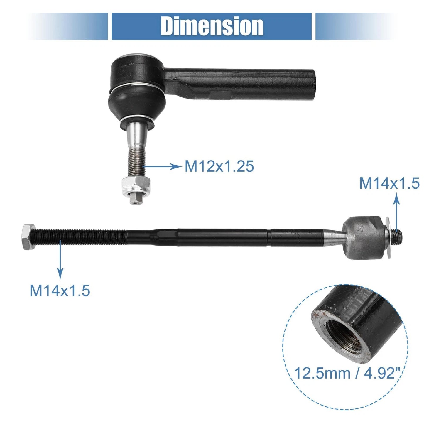 4 x Front Inner Outer Tie Rod End Links for Dodge Journey (2011-2020)