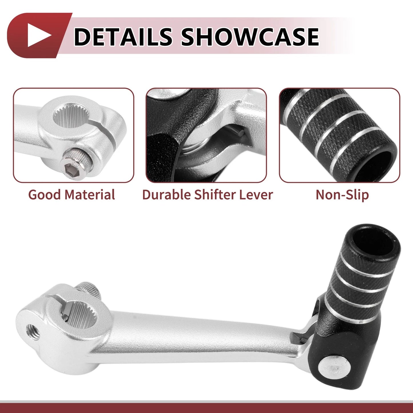 Folding Motorcycle Gear Shifter Lever - Silver Tone Black for Bosuer M5