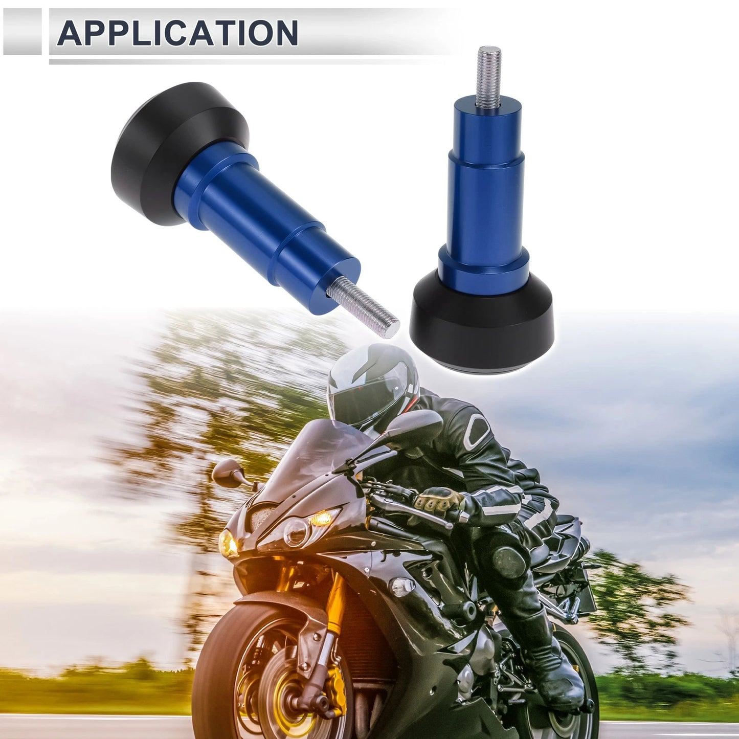 1.1" Aluminum Alloy Plastic Motorcycle Slider Frame 2 x Blue for Motorcycle