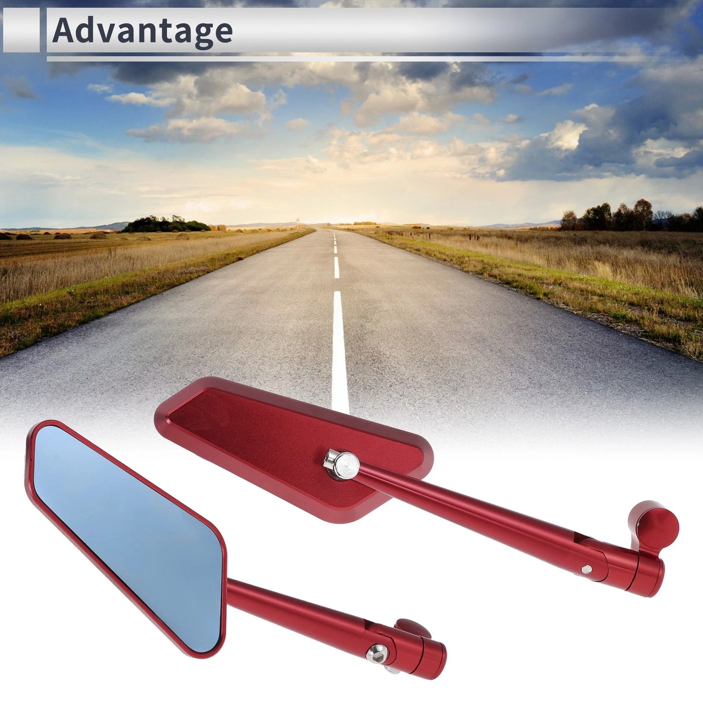 Rear View Mirrors for M8/M10 Motorcycle Prismatic Shape Red Aluminum Alloy