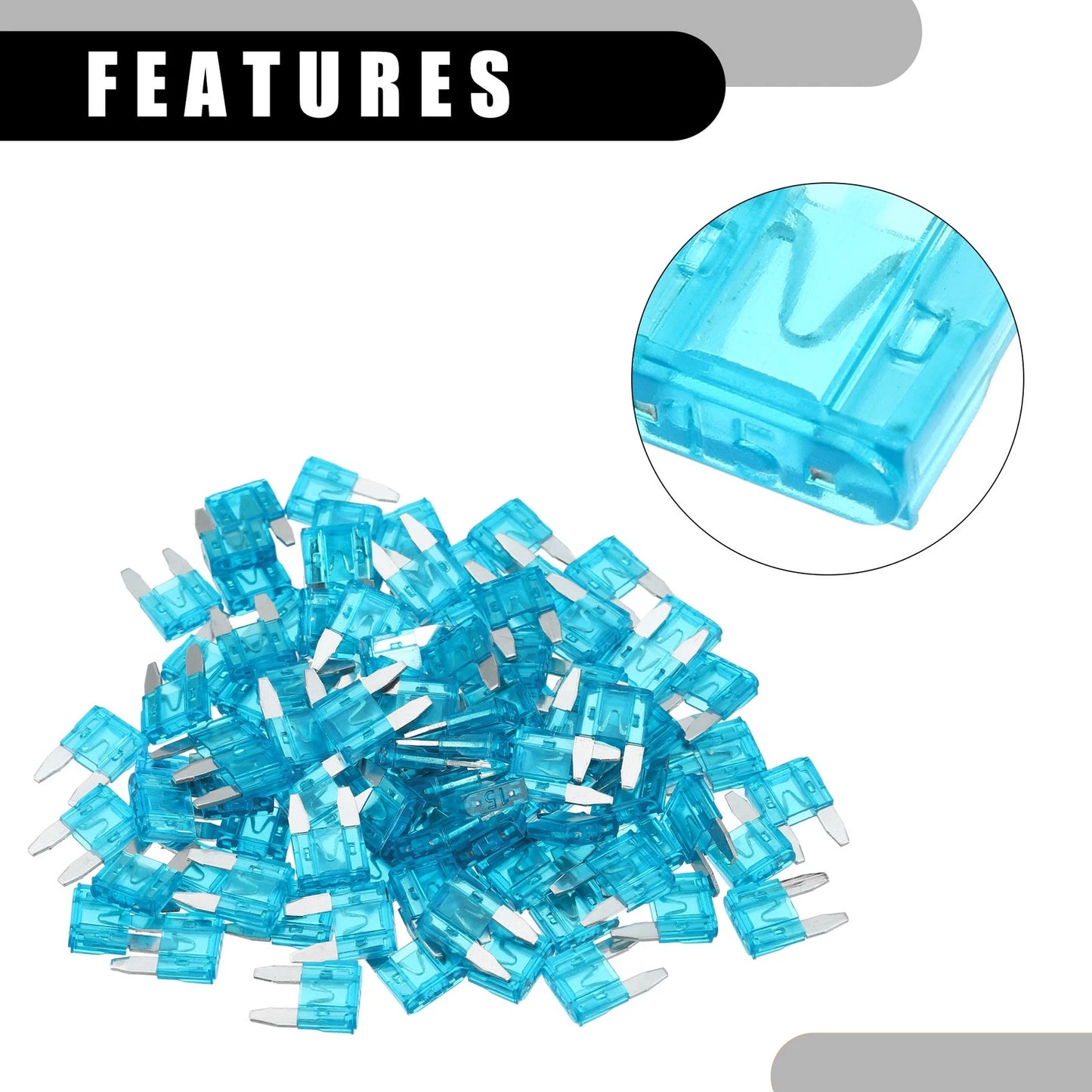 100 Pcs 15AMP APM/ATM Blade Fuses Short Circuit Protection for Car