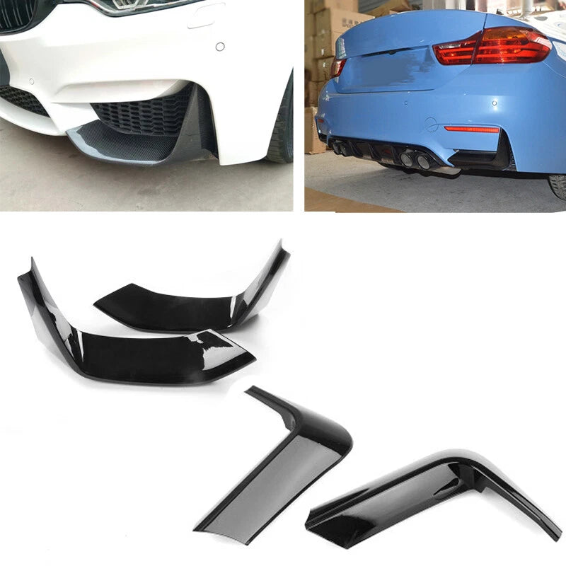 Front & Rear Bumper Splitter Lip Spoiler Black for BMW F80 M3 F82 F83 M4 (14-20)