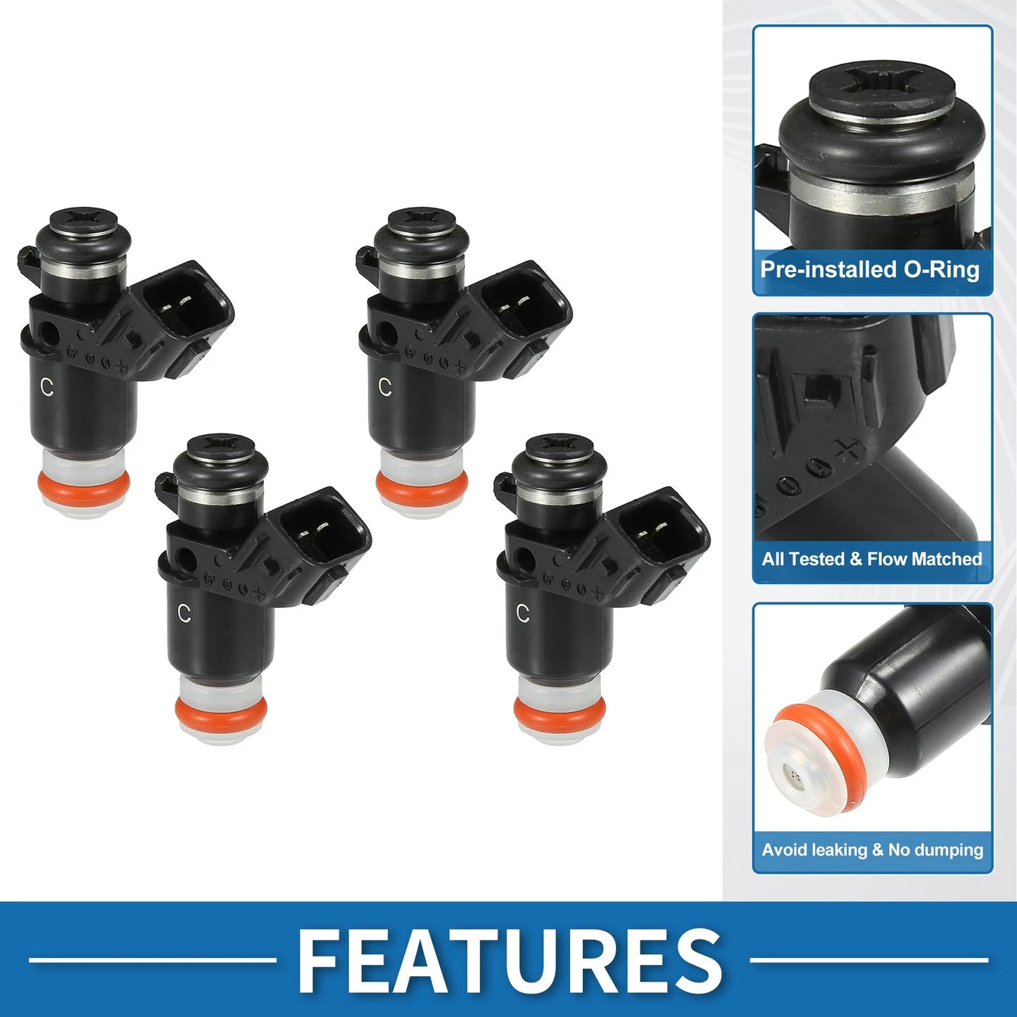 Fuel Injector 4 x for Honda Civic (2001-2005) DX, LX 1.7L Black