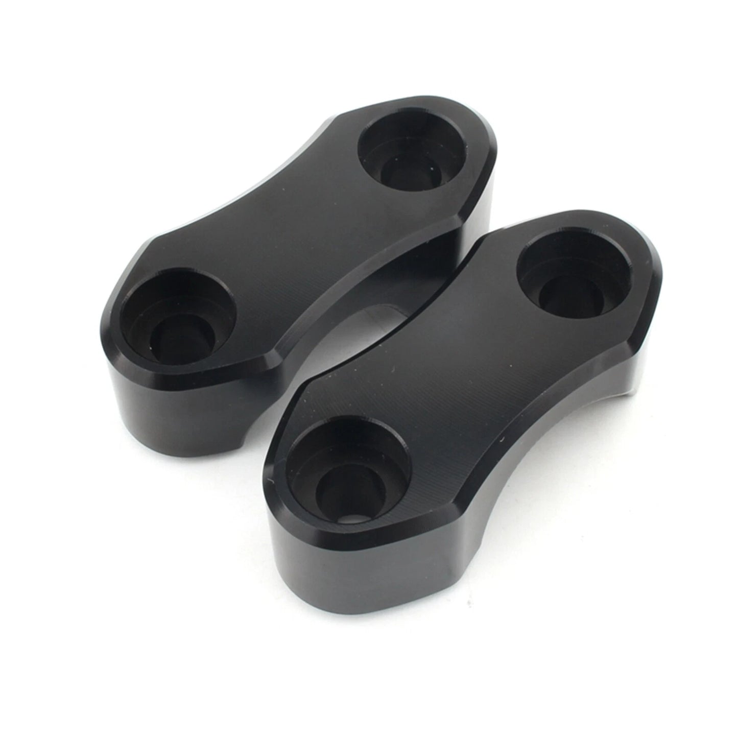 2 x Black Handlebar Riser Clamp Kit for Harley Wide Glide, Softail, Dyna (2006-2023)