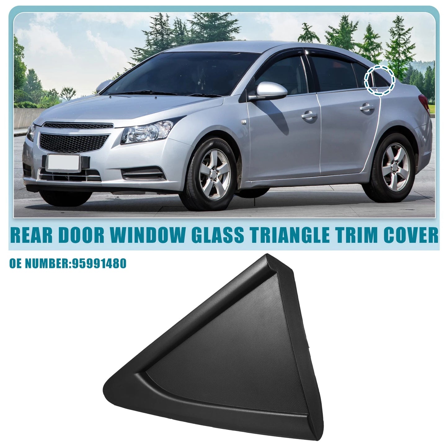 Left Rear Door Window Glass Triangle Trim Cover for Chevrolet Cruze