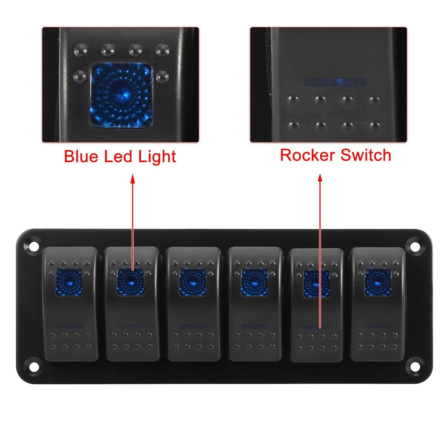 Panel / 6 Gang 4 Pin / Toggle Rocker Switch Panel for Car Marine Boat