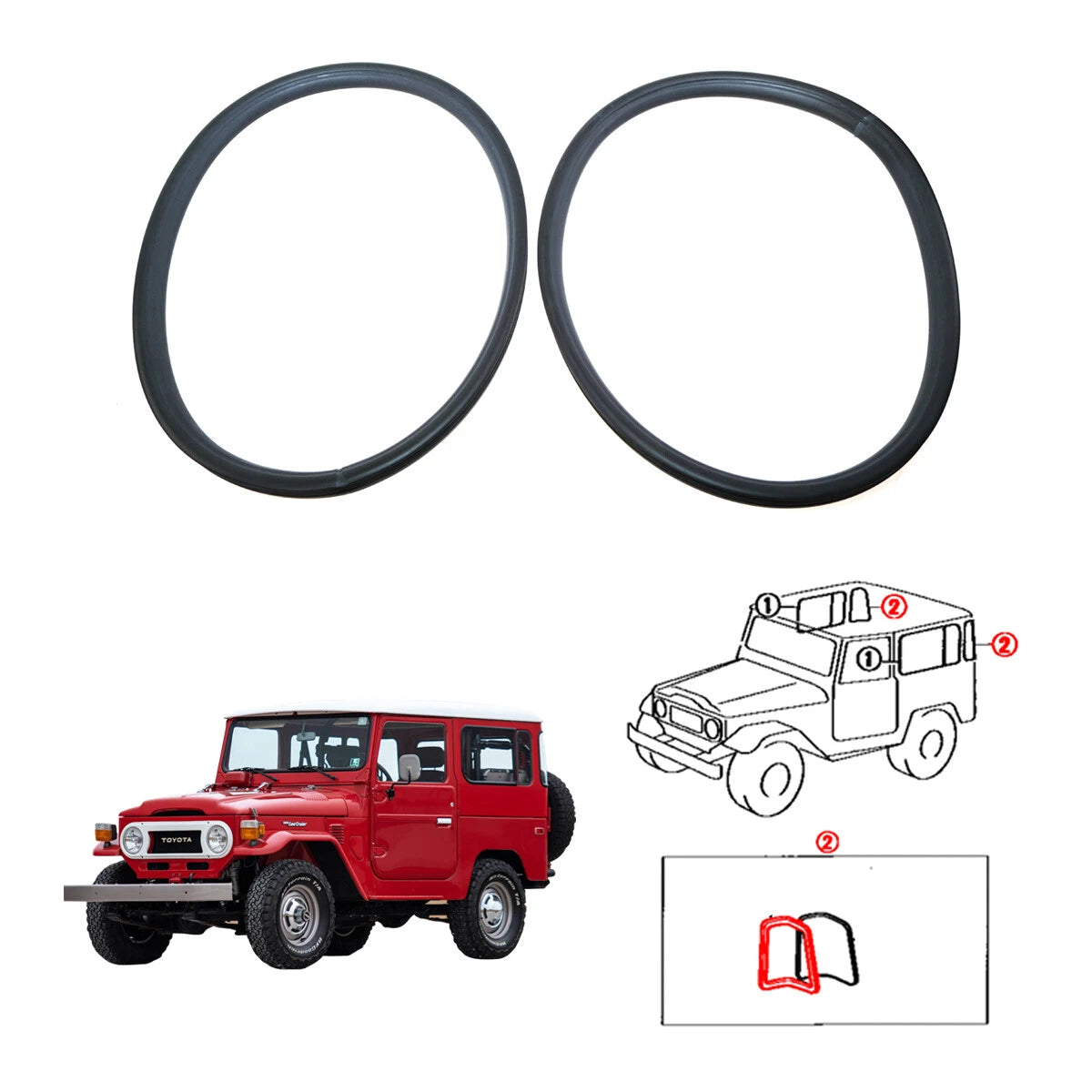 Rear Side Window Corner Weatherstrip for Toyota Land Cruiser BJ40 BJ42 FJ40 HJ45