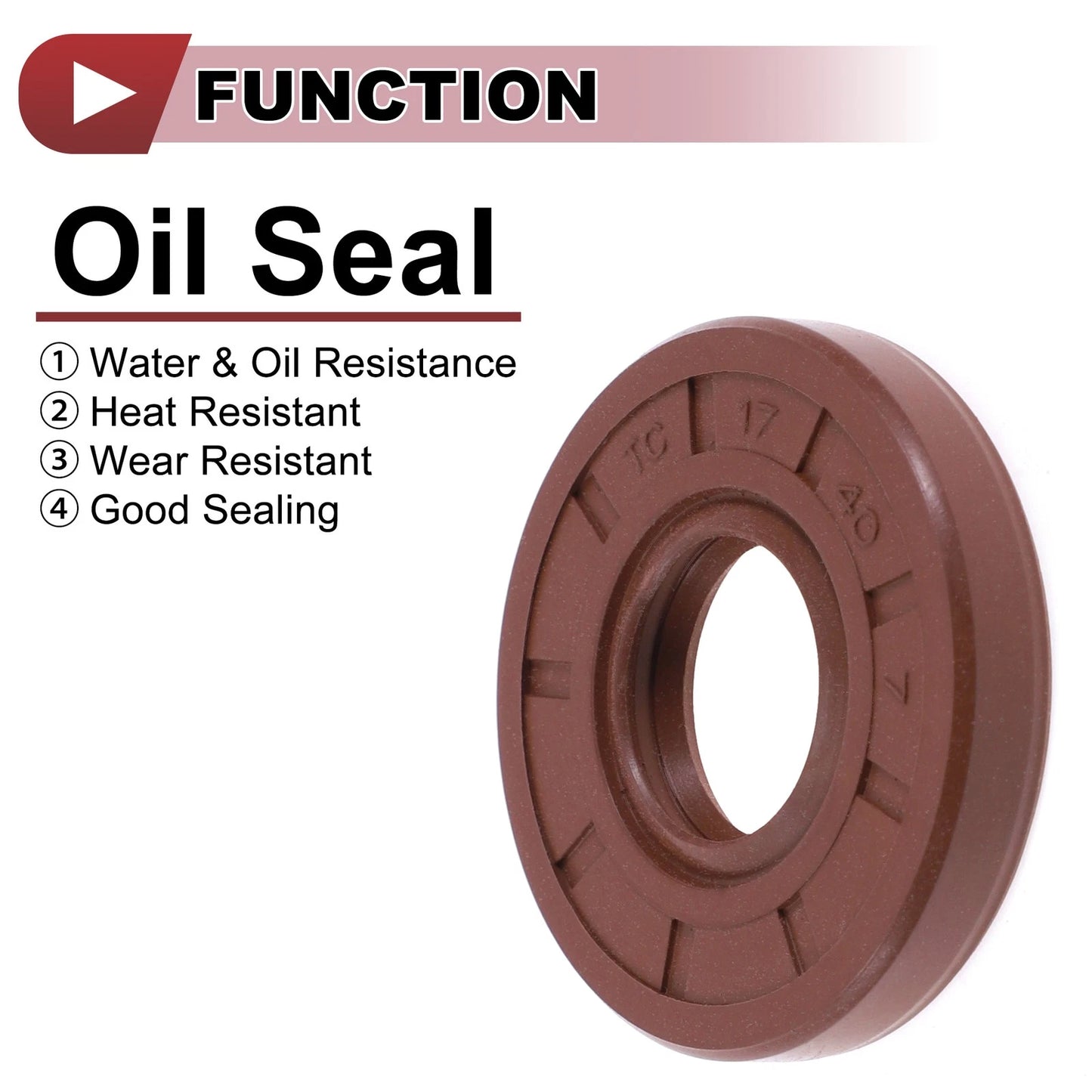 Oil Seal 2 x Seal Ring Rotary Shaft Seal FKM Rubber 17x40x7mm Brown