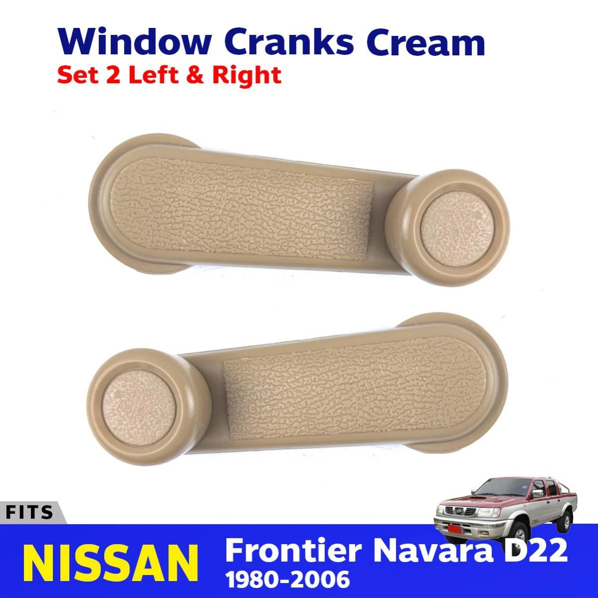 Window Crank Cream Pair Fits Nissan Frontier Navara D22 Pickup Truck 1998-05 D06