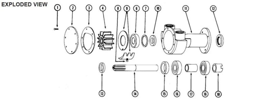 Major Repair Kit Impeller Gasket Seals Bearings Plates for Jabsco Pump