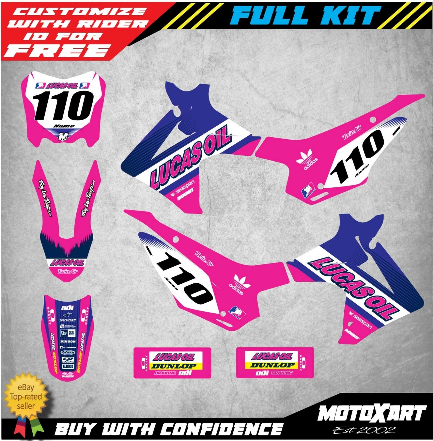 Active Pink Style Decals Full Kit for Honda CRF 110 (2013-2018)