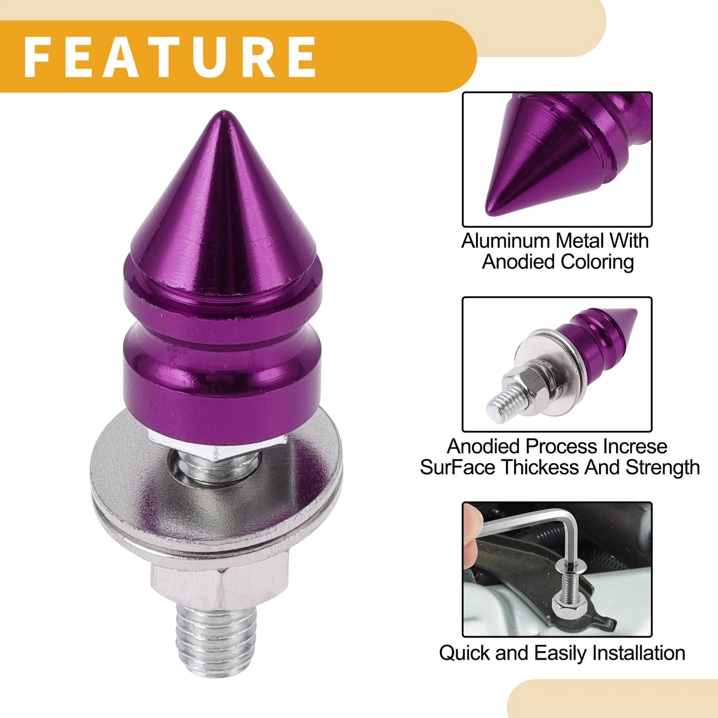 Universal M6 License Plate Screws Cover 45mm Purple 4 Pcs for Motorcycle