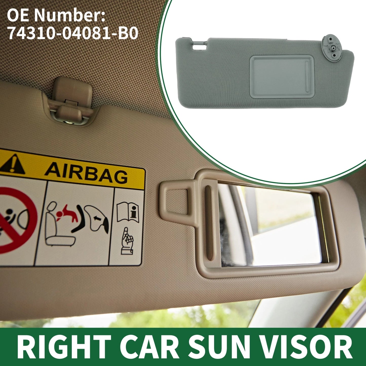 Sun Visor for Toyota Tacoma 2005-2015 with Mirror 2 x No.74310-04081-B0