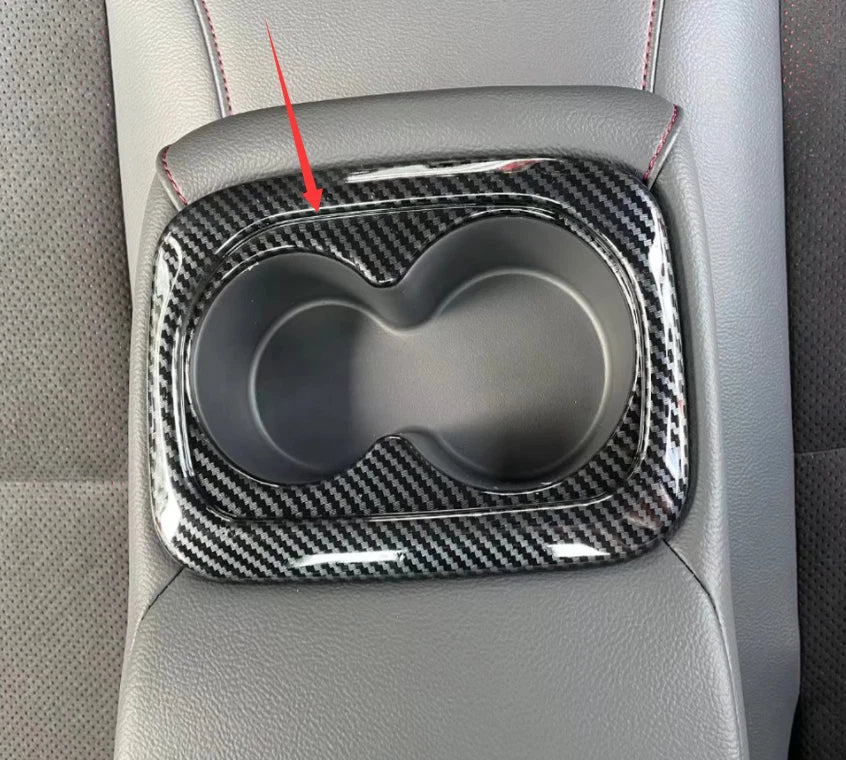 Rear Water Cup Holder Cover Trim for 2022-2023 Honda Civic ABS Carbon Fiber