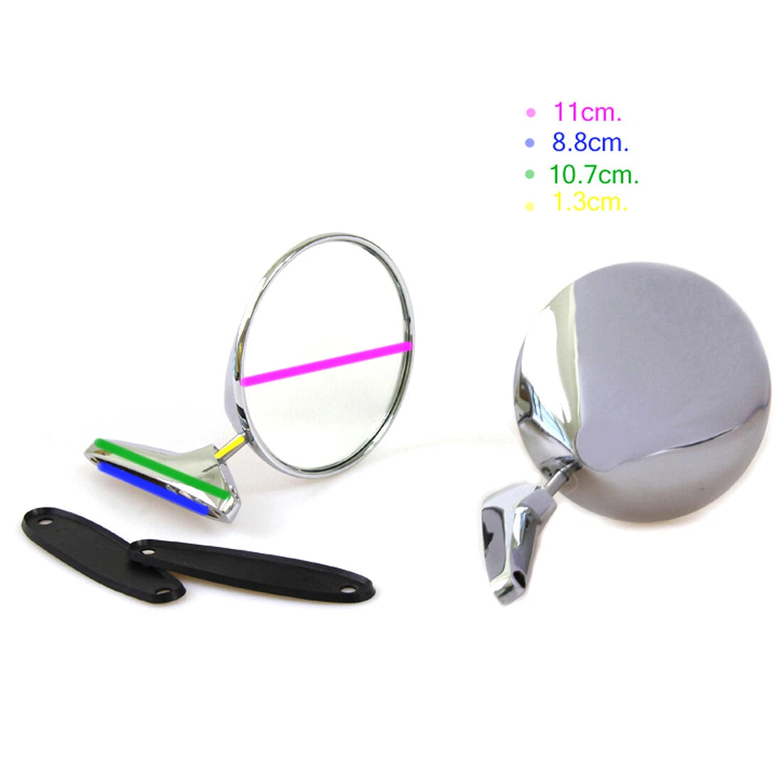 4 1/4" Round Stainless Fender Door Mirror x2 for Classic Cars LH/RH