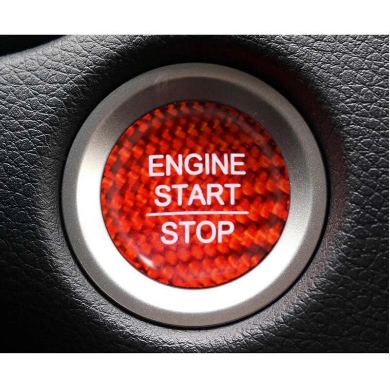 Red Carbon Fiber Engine Start Button Cover Trim Fit For Accord CRV CIVIC 2018+