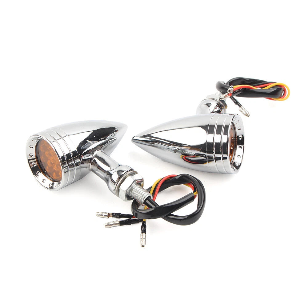 Chrome Motorcycle LED Brake Blinker Tail Lights for Harley