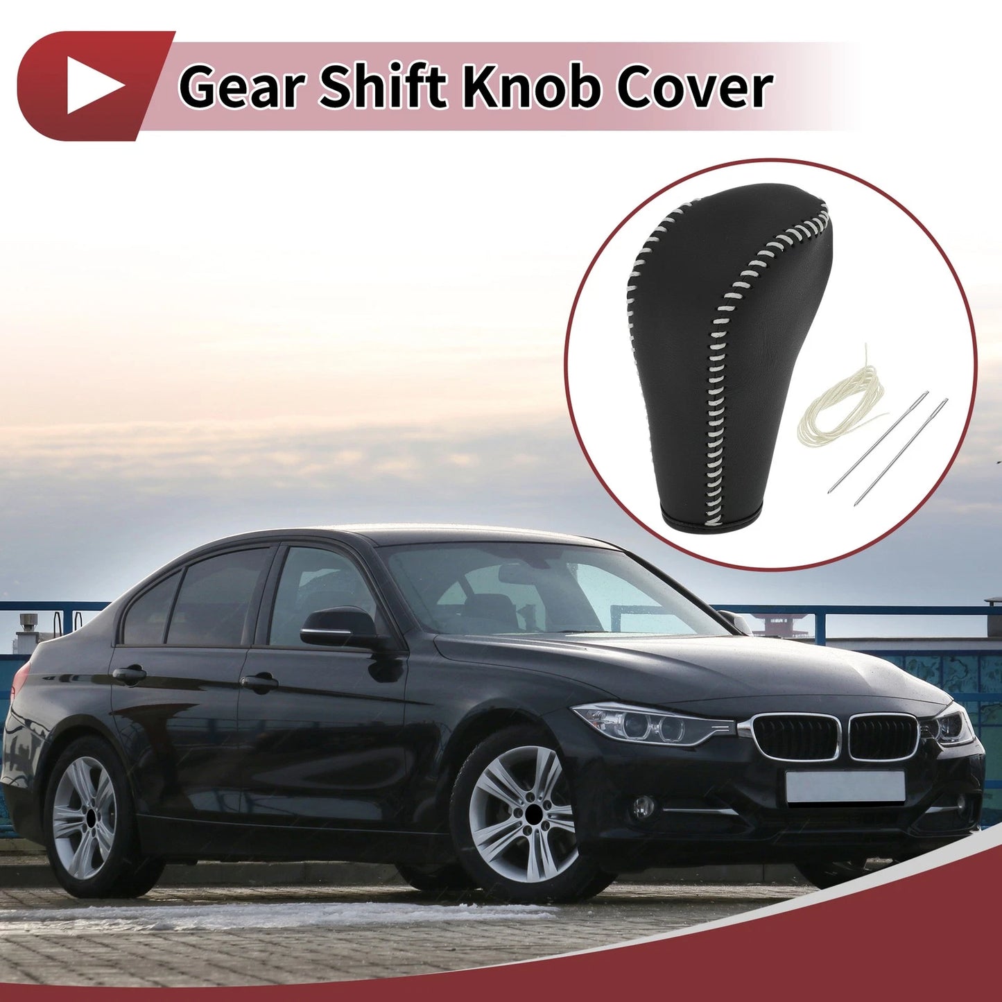 Gear Shift Knob Cover for BMW 3 Series E90 Black Beige (2007-2013)