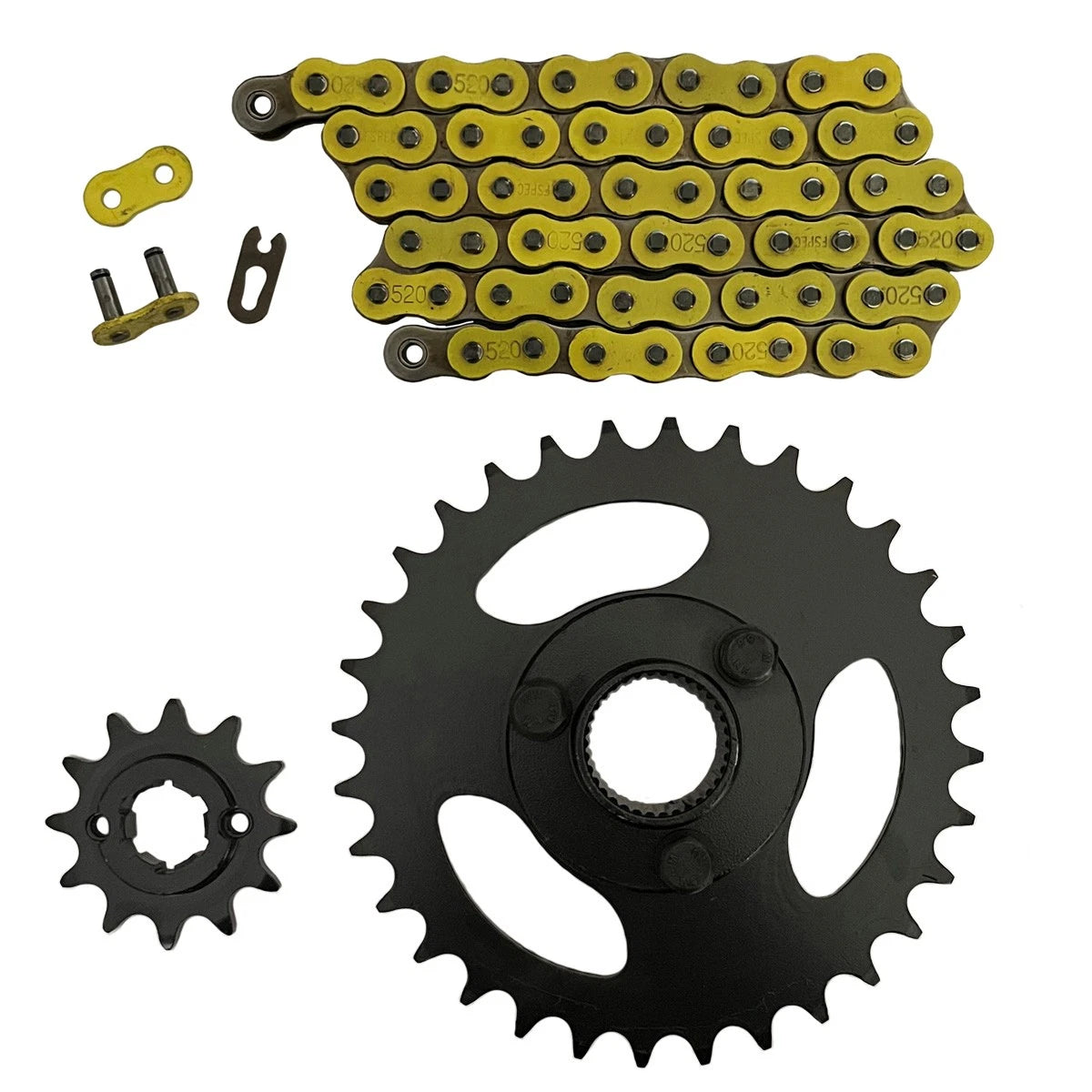 Yellow Drive Chain & Sprockets 520x60/12x32 for Polaris RZR 170 (2009–2016)
