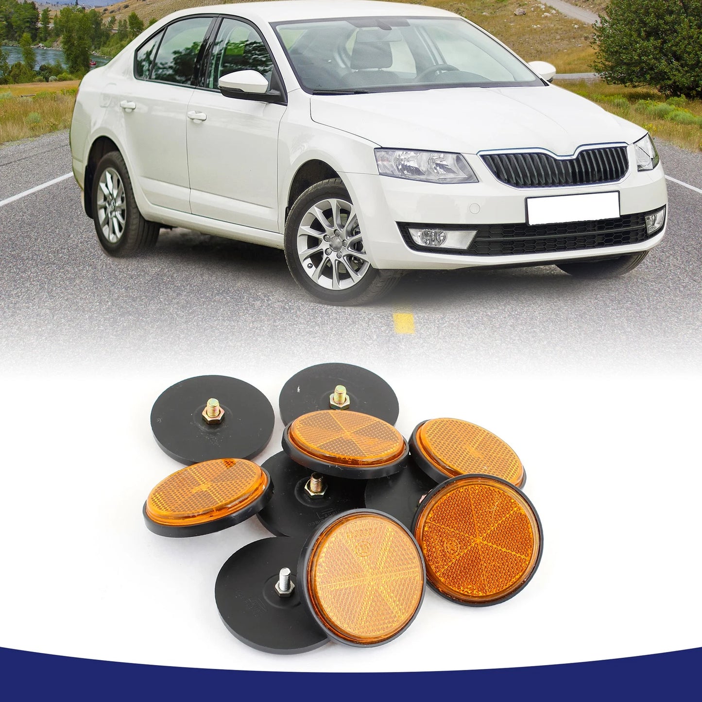 Reflector / 10 x / Orange Round Reflector for Motorcycle Scooter