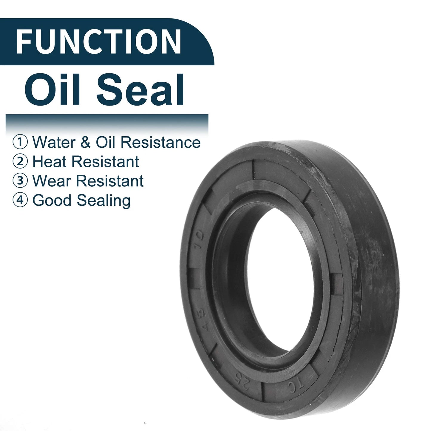 Oil Seal NBR Rubber 25x45x10mm Black 5Pcs
