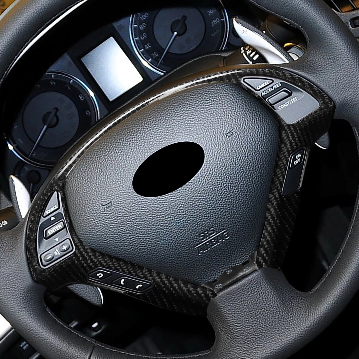 1x Carbon Fiber Steering Wheel Cover for Infiniti G25 G37 Q40 EX37 EX35 (2007-2013)