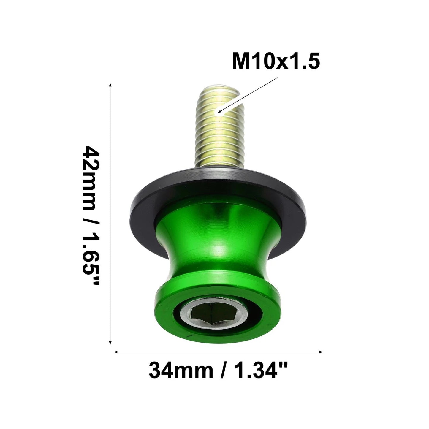 2 x 10mm Motorcycle Swing Arm Spool Rear Stand Sliders Green for Motorcycle