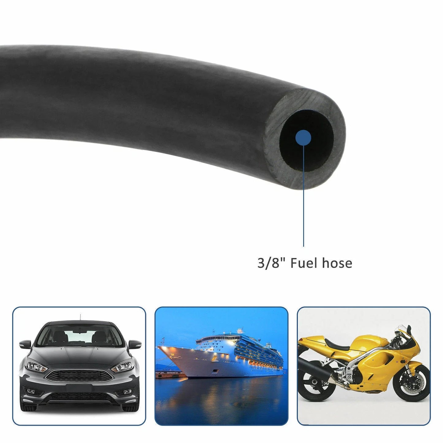 3/8" Fuel Gas Hose Line Assembly with Primer Bulb for Marine Outboard Boat RV