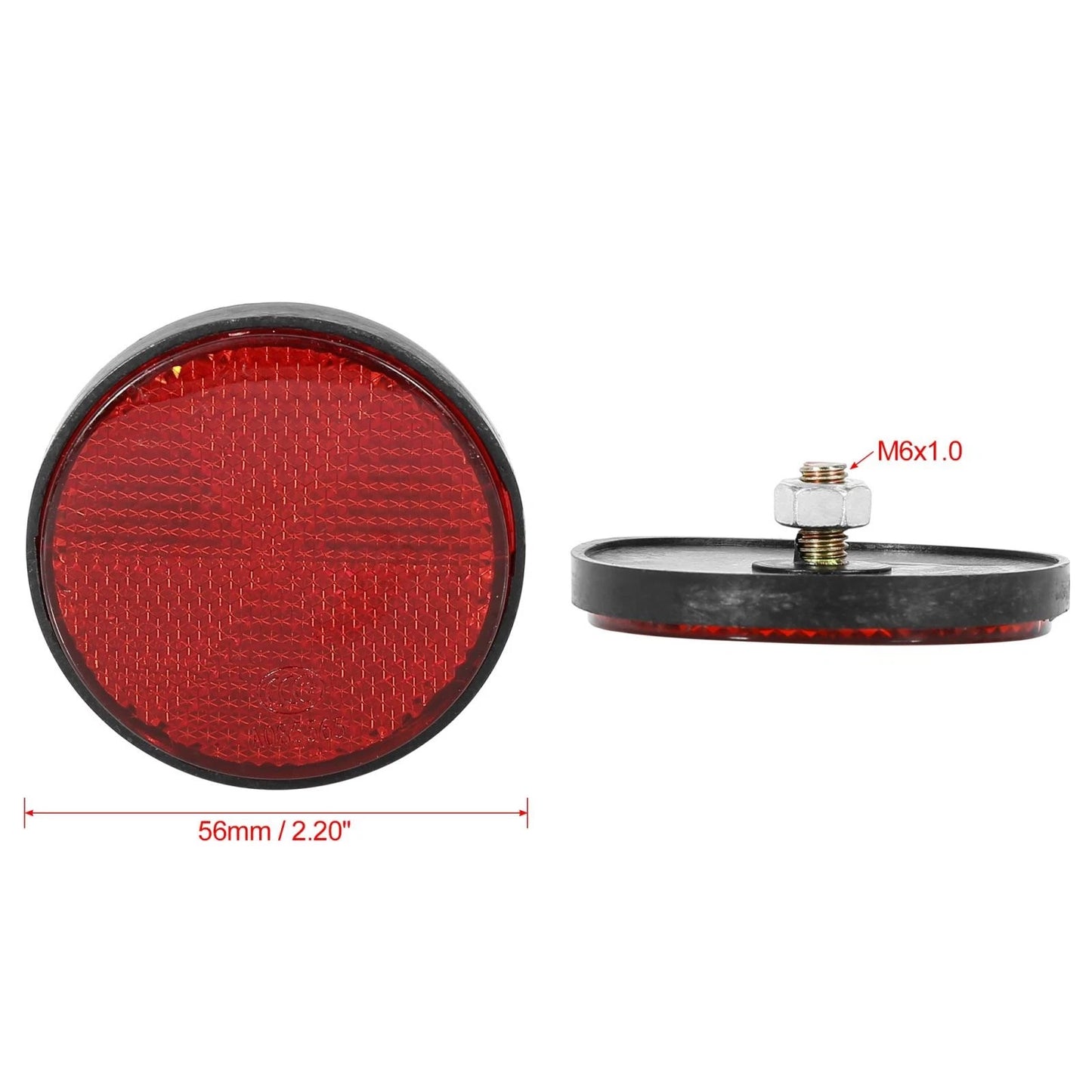 Pair M6x1.0 Red Universal Screw Mount Warning Reflector for Motorcycle Bike