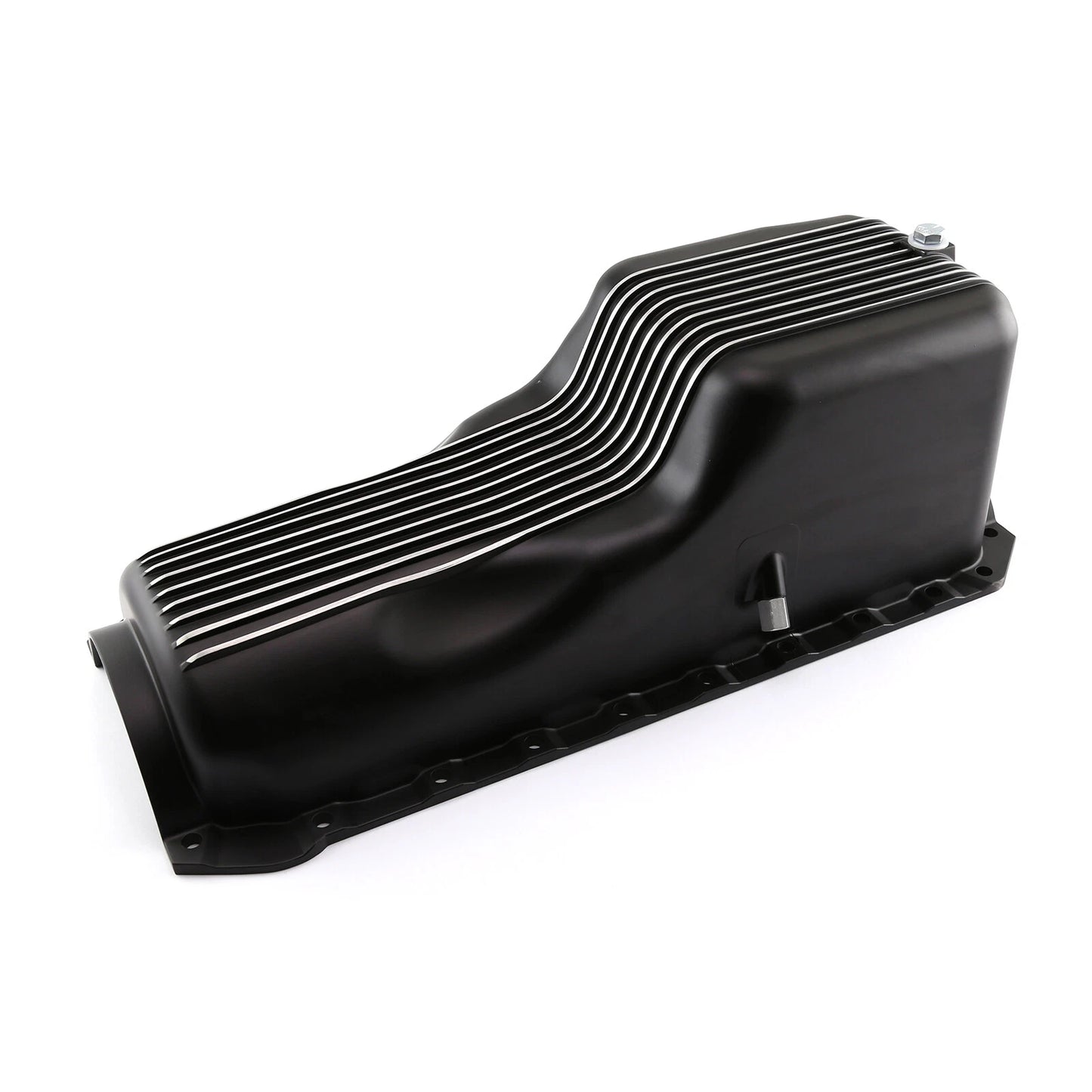 Black Finned Aluminum Oil Pan for Chevy BBC 454 (1965-1990)