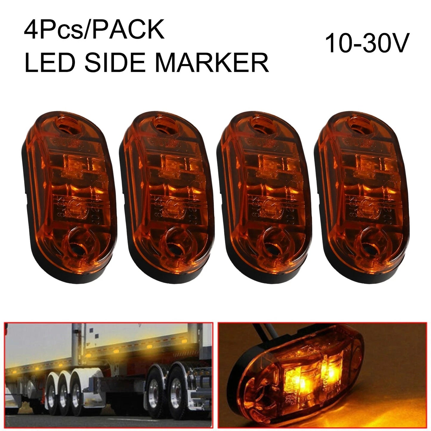 2 x Led Light Oval Clearance Trailer Side Marker Tail Lamp 12V-24V DC for Car Truck