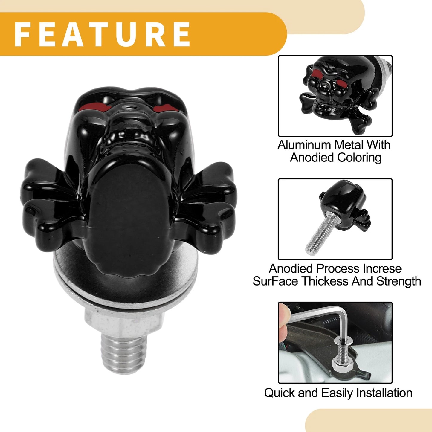 4 x M6 License Plate Screws Cover 38mm Black for Universal Motorcycle