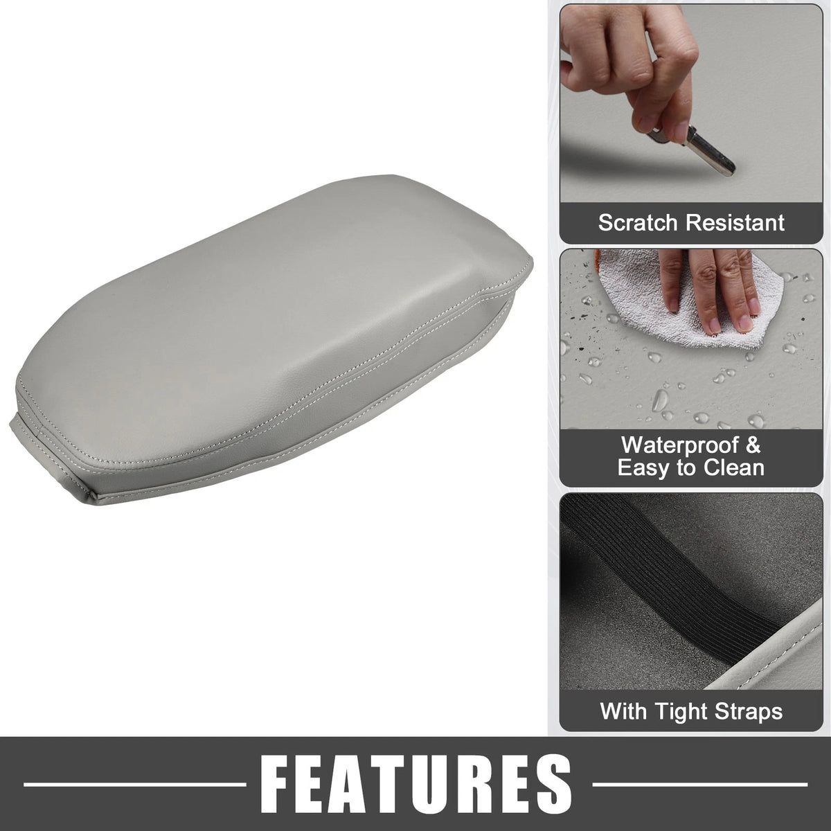 Center Console Armrest Cushion Soft Pad Cover Gray for Toyota RAV4 (2019–2023)