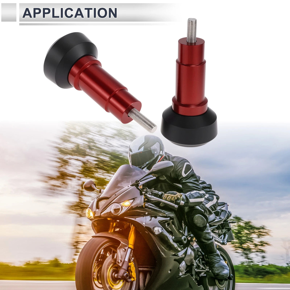 1.1" Aluminum Alloy Plastic Motorcycle Slider Frame 2 Set Red for Motorcycle