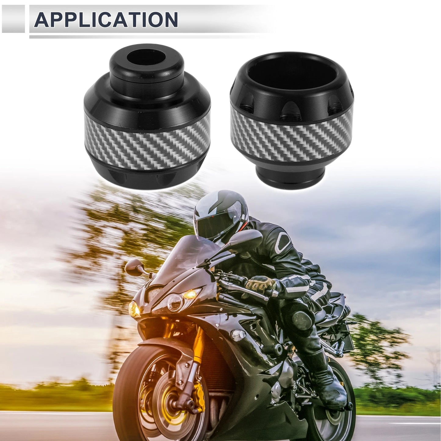 2 x Slider Frame 14mm Aluminum Alloy Carbon Fiber Black for Motorcycle