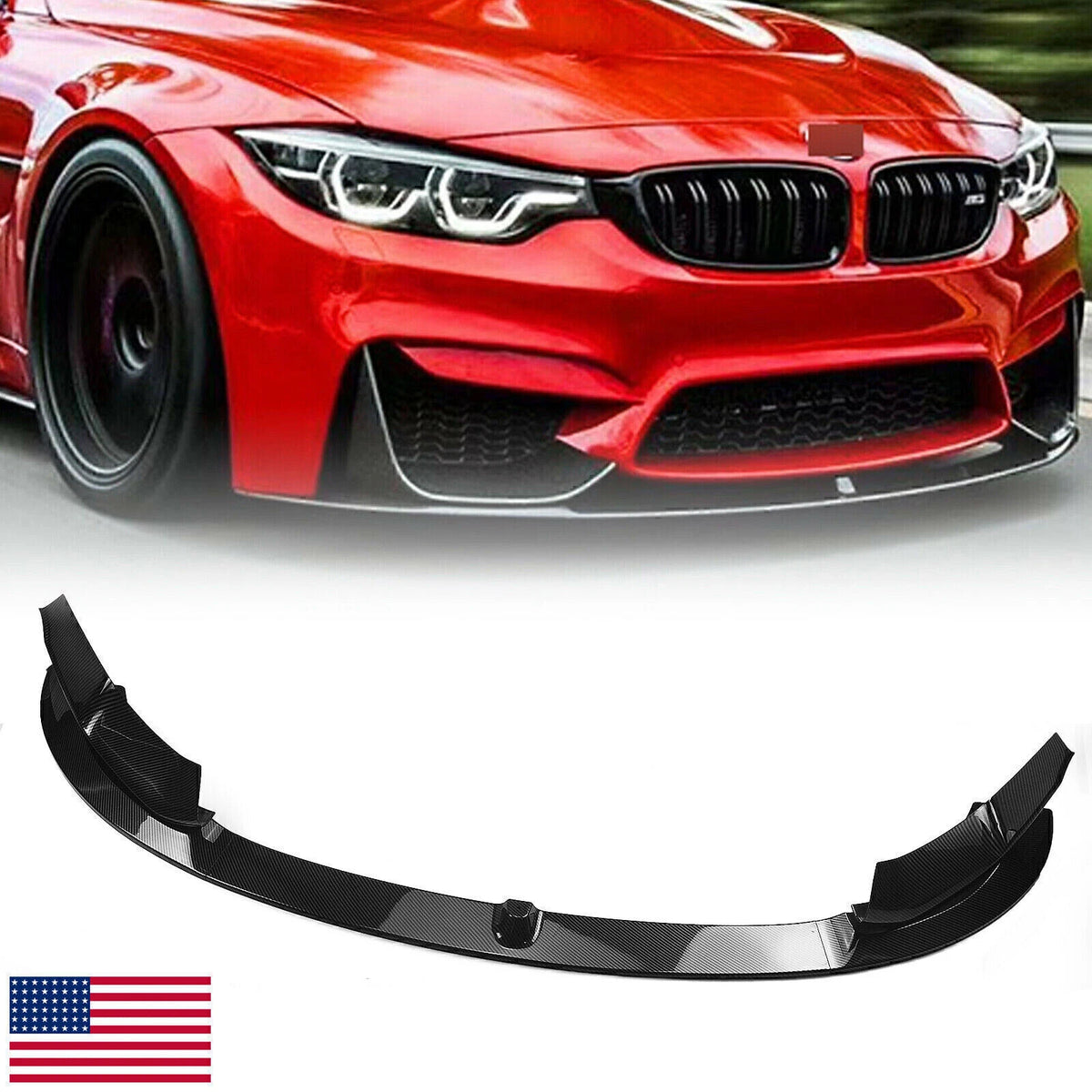 Front Bumper Lip Spoiler Splitter & Side Canard for BMW F80 M3 F82 (2015-2020)