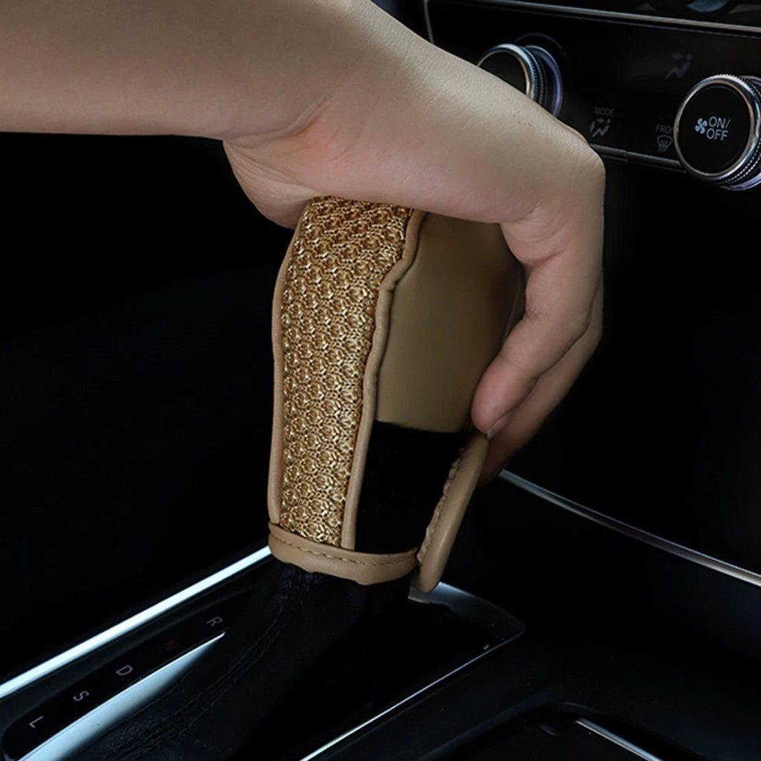 Beige Universal Ice Silk Gear Knob Cover for Various Makes & Models