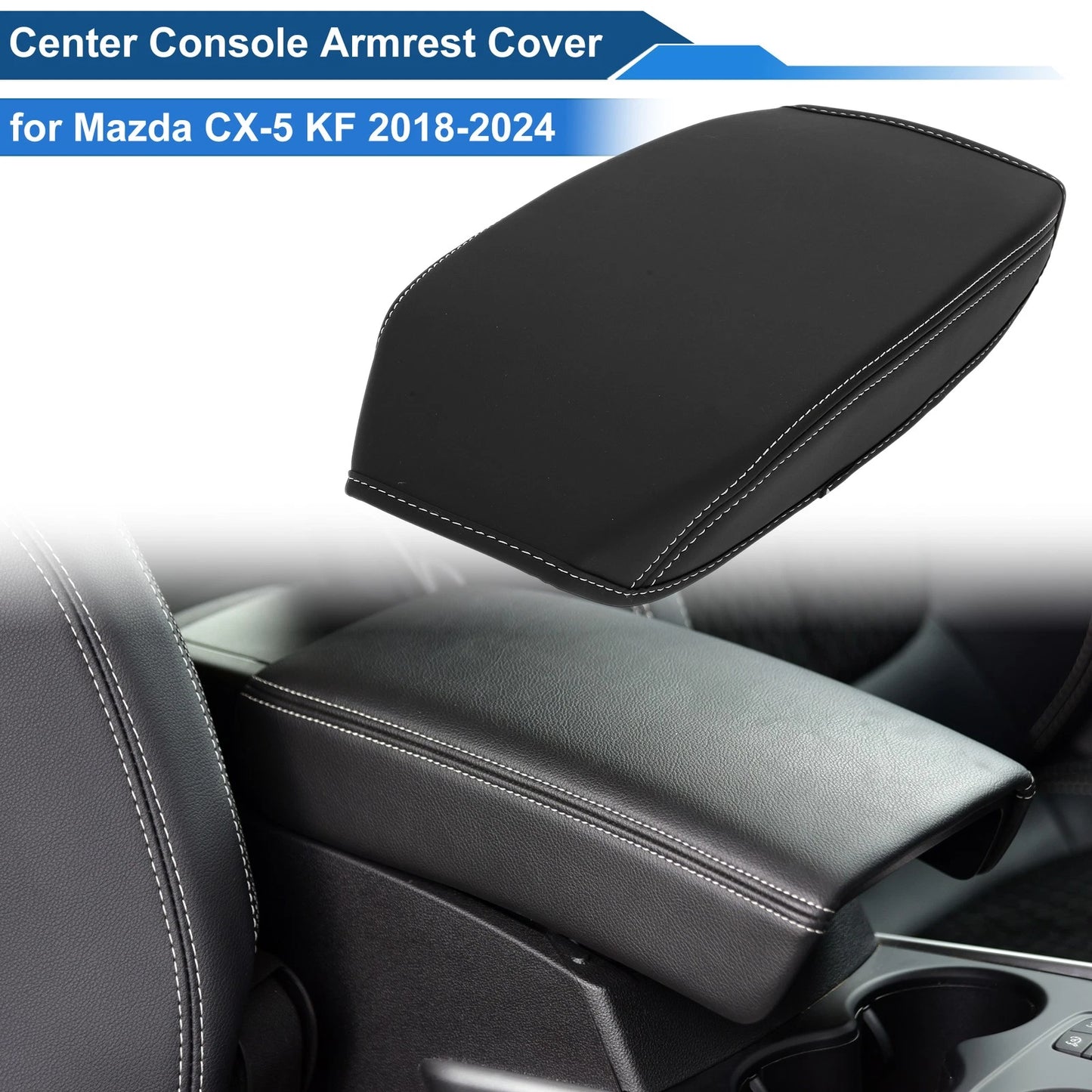 Armrest Cover for Mazda CX-5 KF (2018-2024) - Anti-Scratch Black White