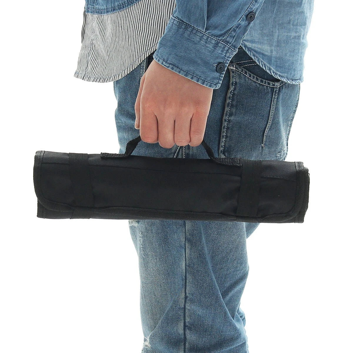 21-Pocket Chef Knife Bag Roll Bag Carry Case Foldable Kitchen Storage Black