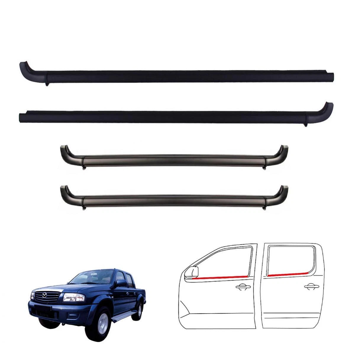 Outer Weatherstrip Door Belt Fits Mazda Bravo B2600 B-Series 4D UTE 1998-06 ADE