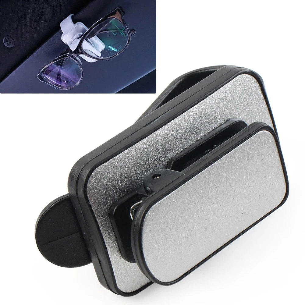 Black & Silver Sun Visor Clip Holder for Reading Glasses & Sunglasses