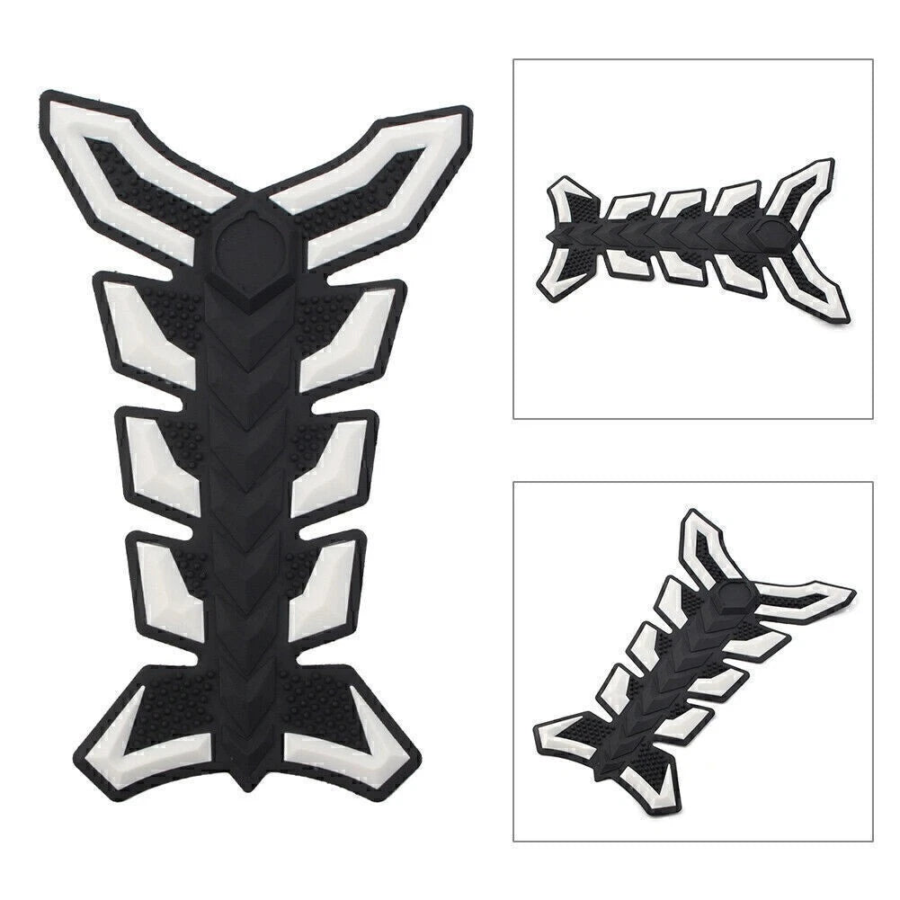 3D Decal Sticker Protector for Motorcycle White Gas Fuel Oil Tank Pad Fish Bone